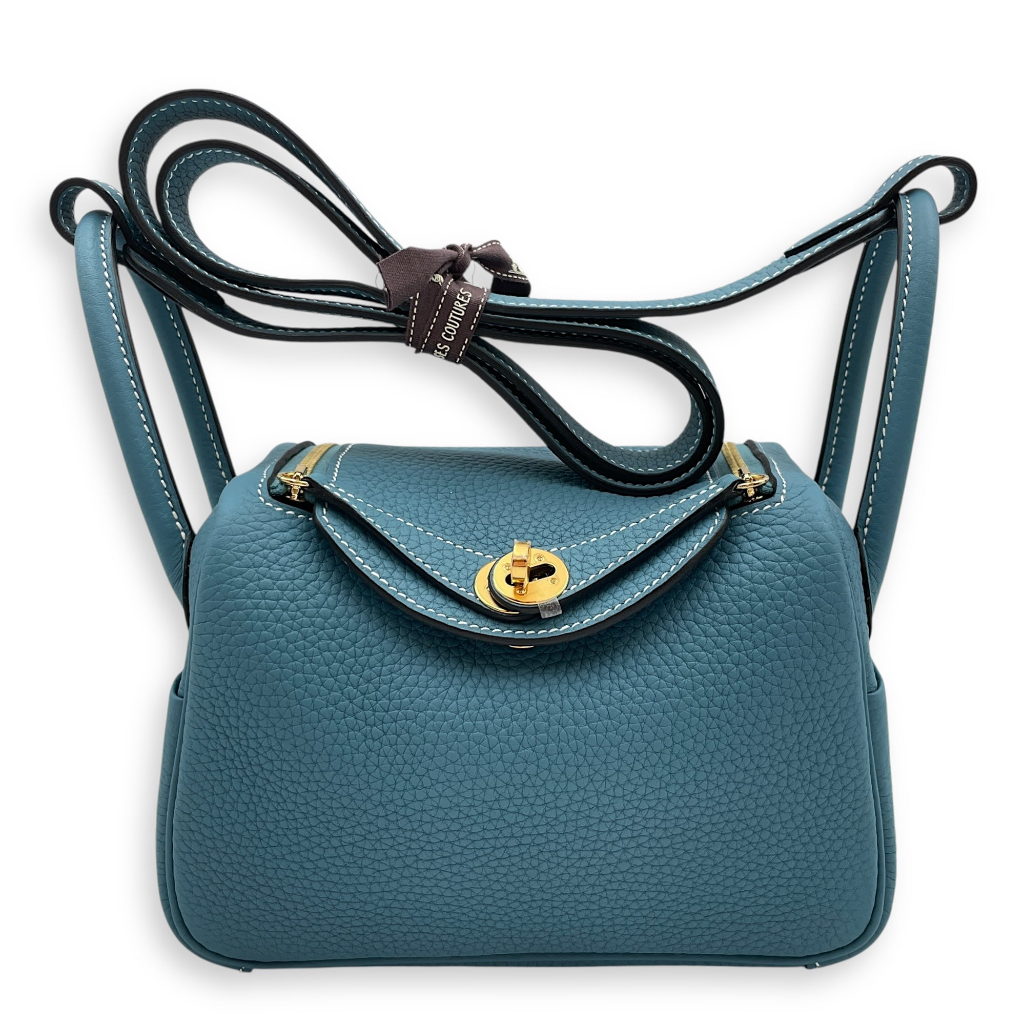 Lindy Mini Blue Jean in Clemence, Gold hardware