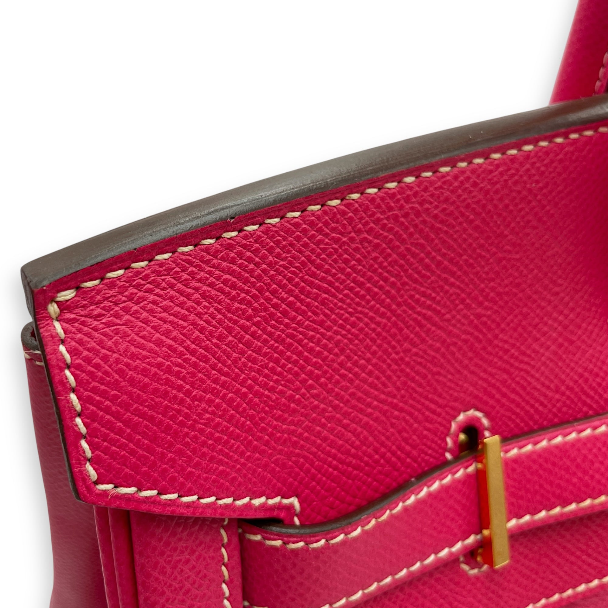 Birkin 35 Rose Tyrien in Epsom, Gold hardware