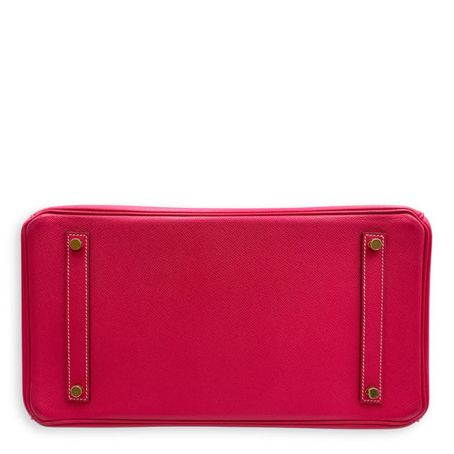 Birkin 35 Rose Tyrien in Epsom, Gold hardware