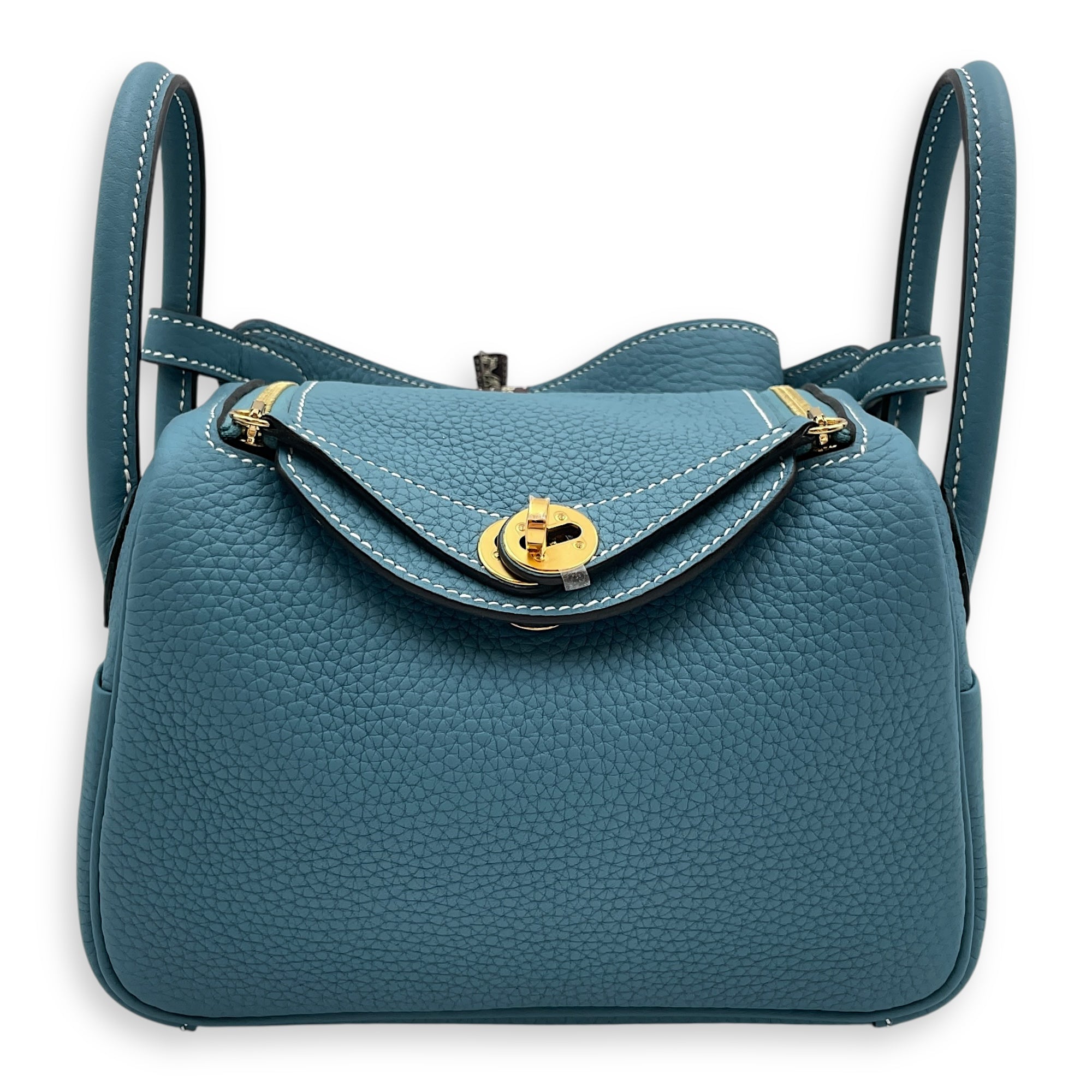 Lindy Mini Blue Jean in Clemence, Gold hardware