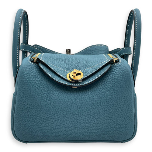 Lindy Mini Blue Jean in Clemence, Gold hardware