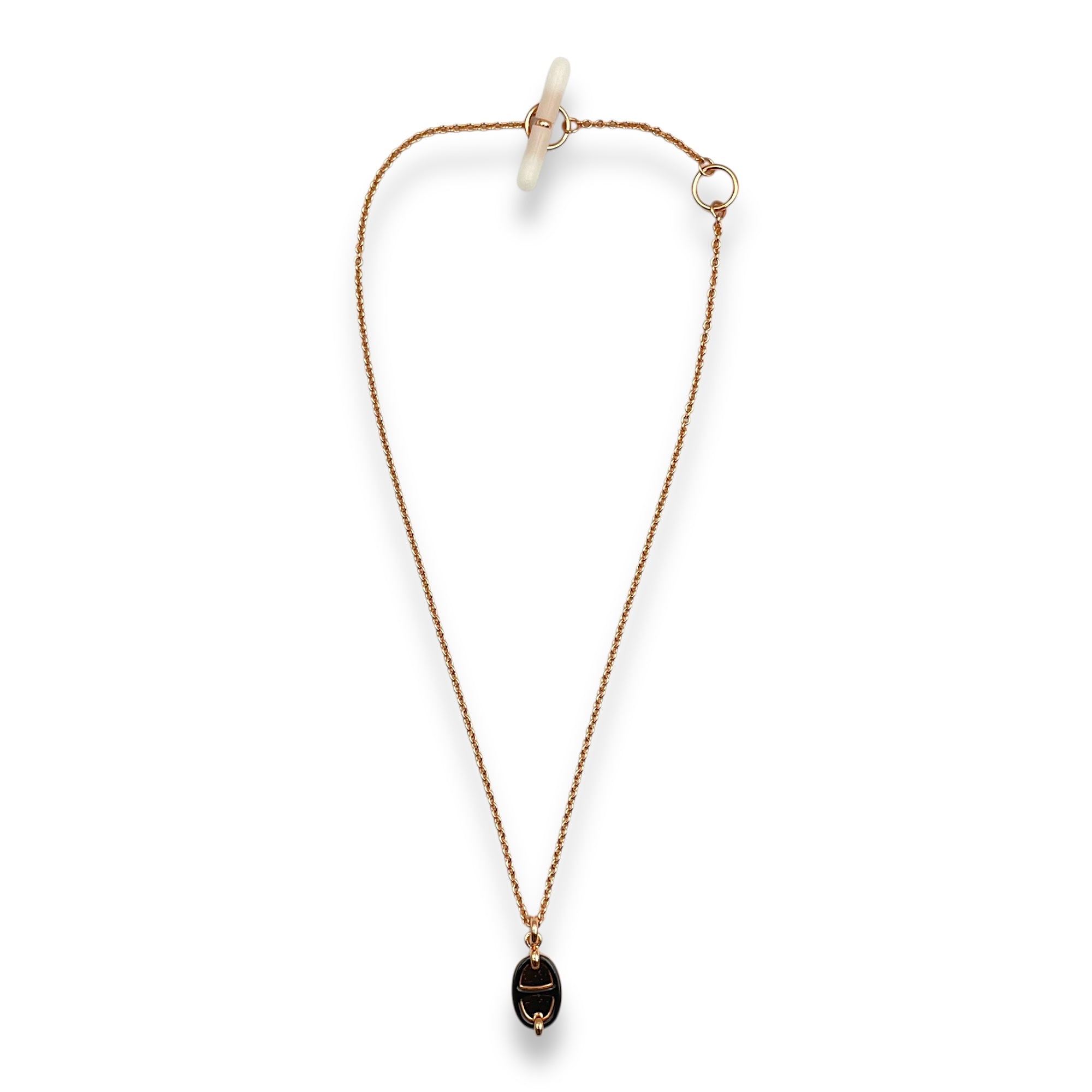 Small Model Maillon Mini Black Necklace, Rose Gold hardware