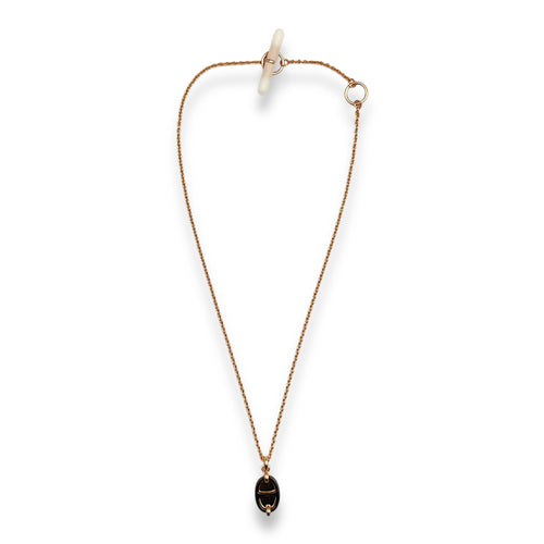 Small Model Maillon Mini Black Necklace, Rose Gold hardware