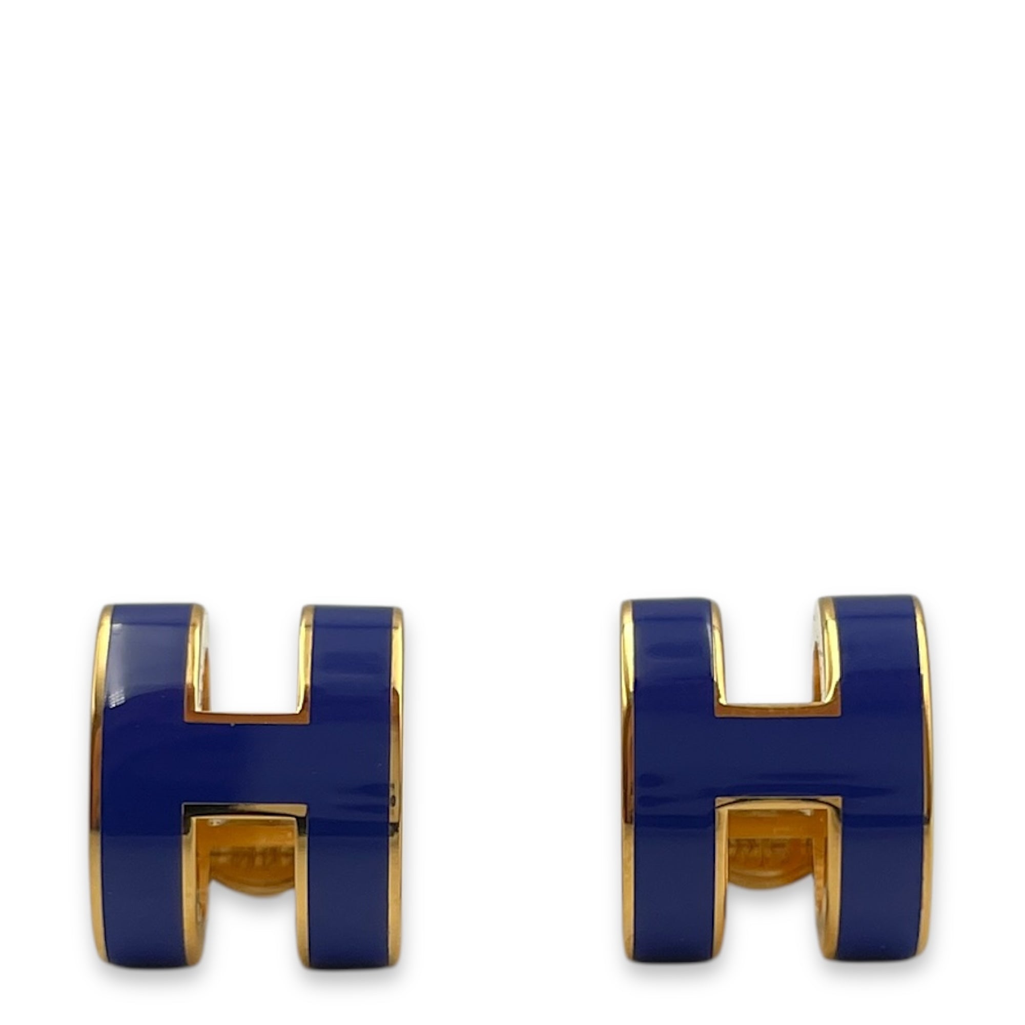 Pop H Blue Earrings, Gold hardware