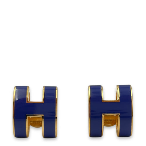 Pop H Blue Earrings, Gold hardware