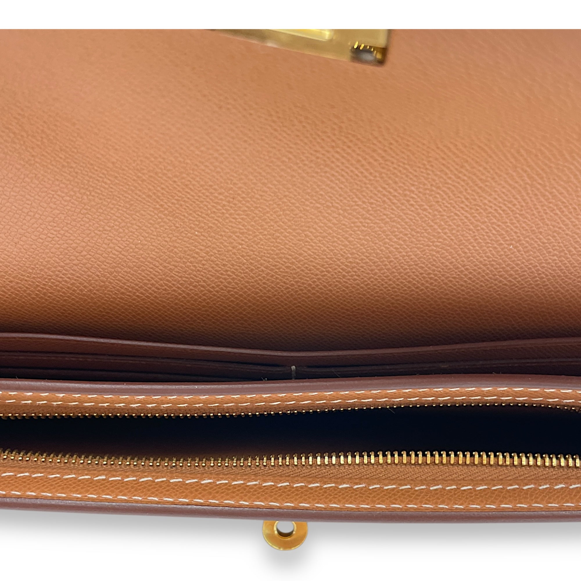 Kelly Pocket Long Gold Wallet in Madame, Gold hardware