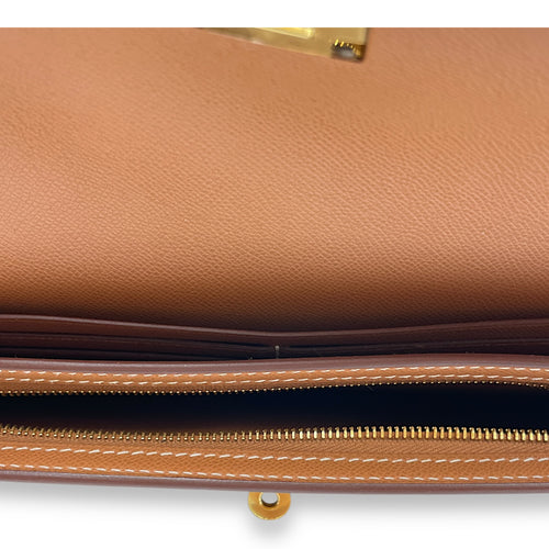 Kelly Pocket Long Gold Wallet in Madame, Gold hardware