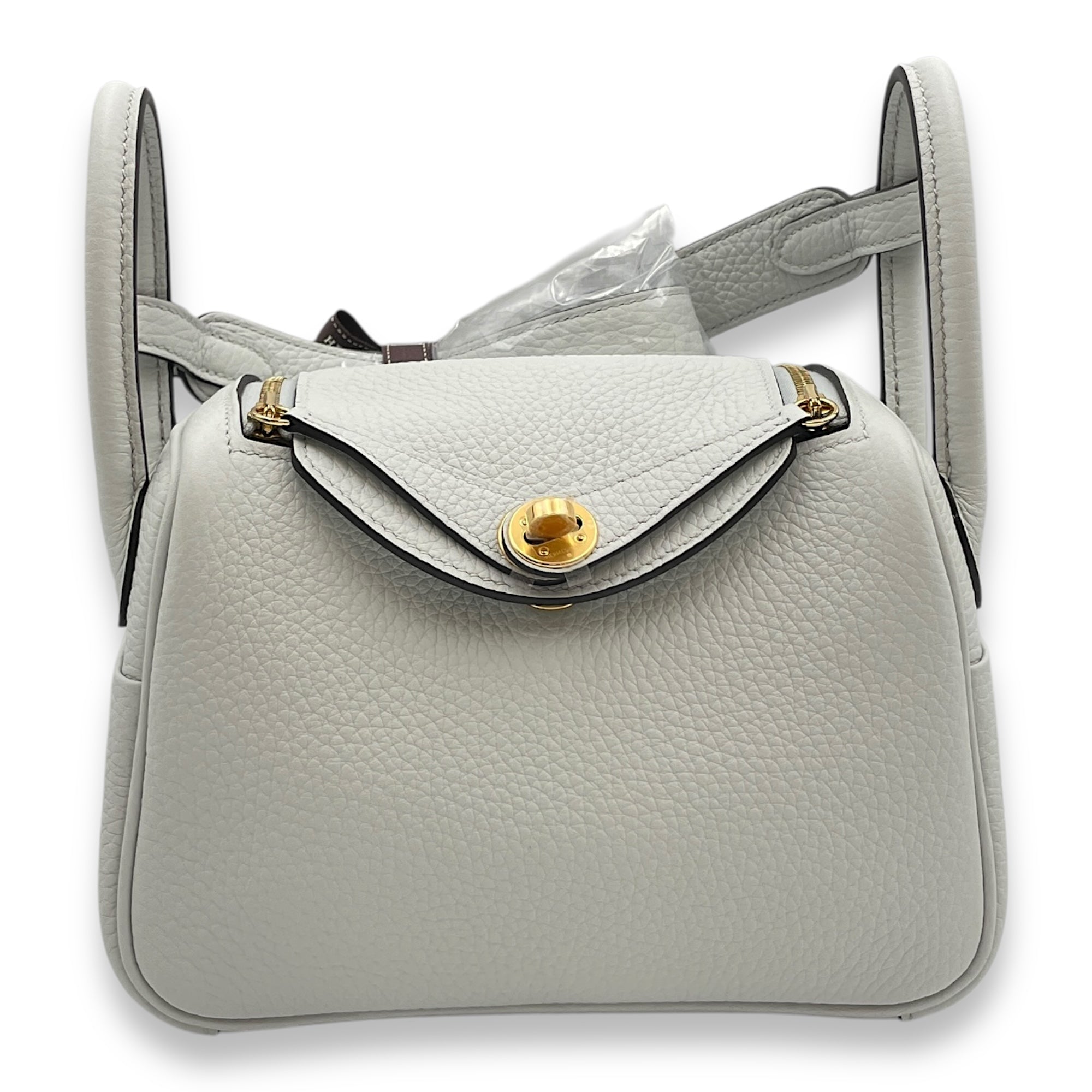 Lindy II Mini Gris Platine in Clemence, Gold hardware