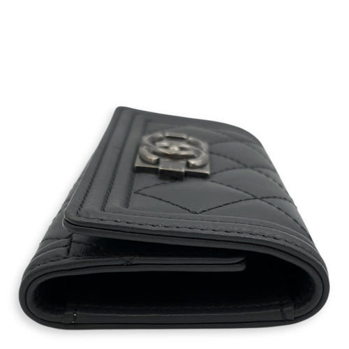 Le Boy Grey Key Pouch in Lambskin, Ruthenium hardware