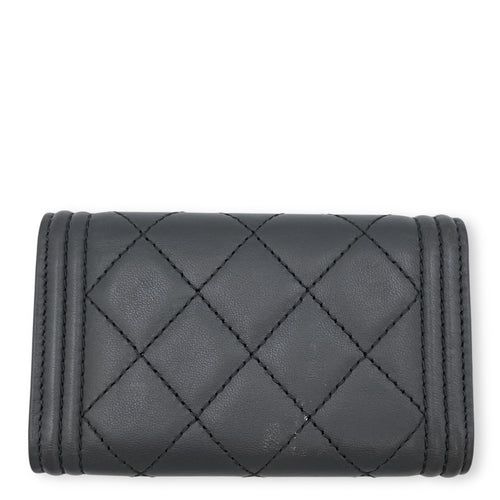 Le Boy Grey Key Pouch in Lambskin, Ruthenium hardware