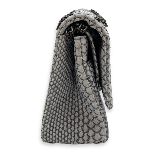 Python 2.55 Reissue Flap Grey Crossbody Bag in Python Embossed Calfskin, Ruthenium hardware