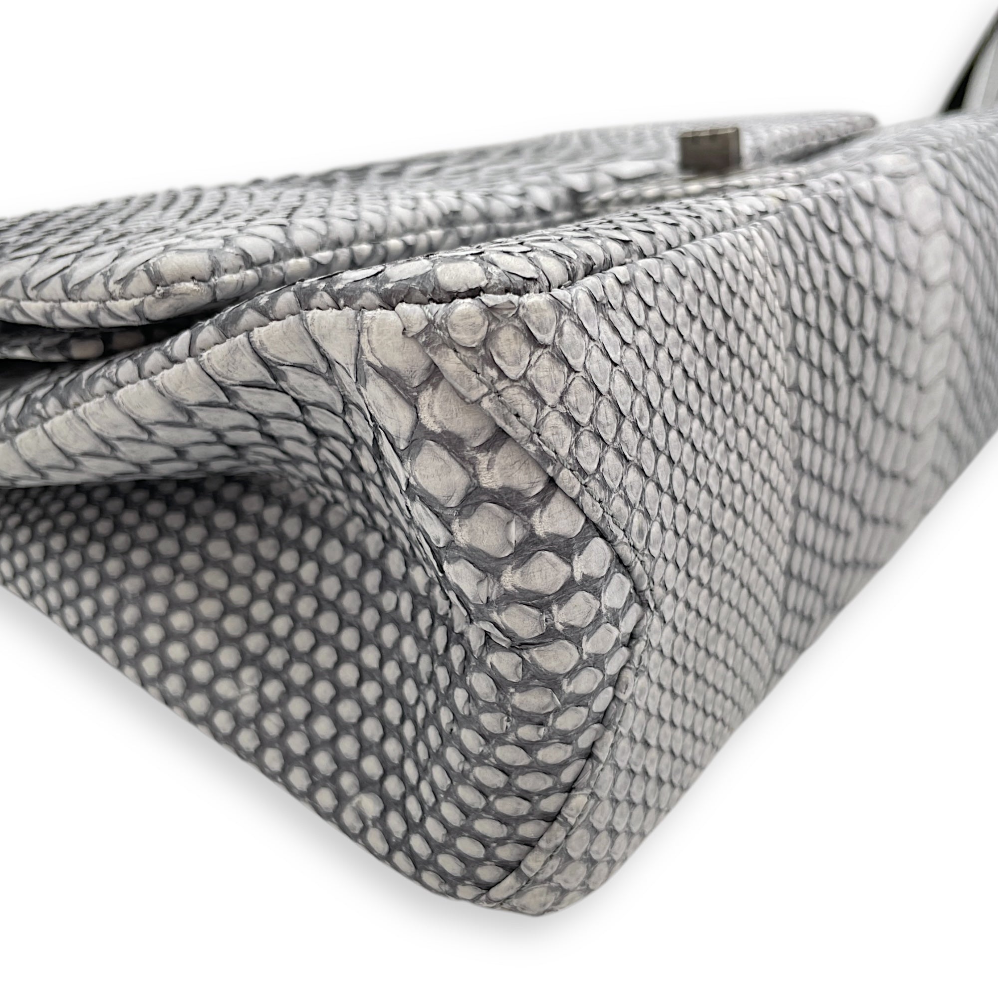 Python 2.55 Reissue Flap Grey Crossbody Bag in Python Embossed Calfskin, Ruthenium hardware