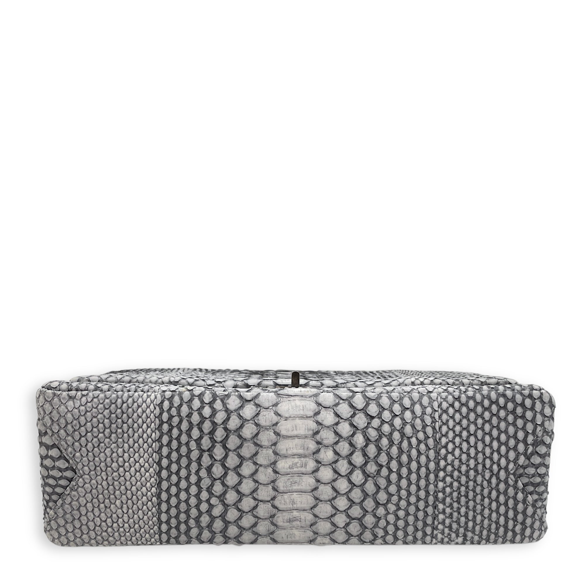 Python 2.55 Reissue Flap Grey Crossbody Bag in Python Embossed Calfskin, Ruthenium hardware