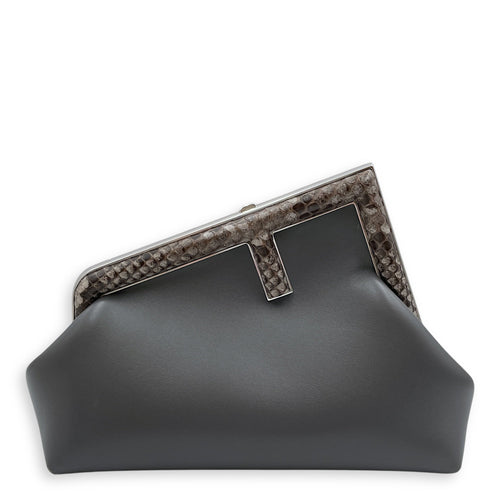 First Grey Shoulder Bag in Python Embossed Calfskin Silver hardware CL2506-13097 1