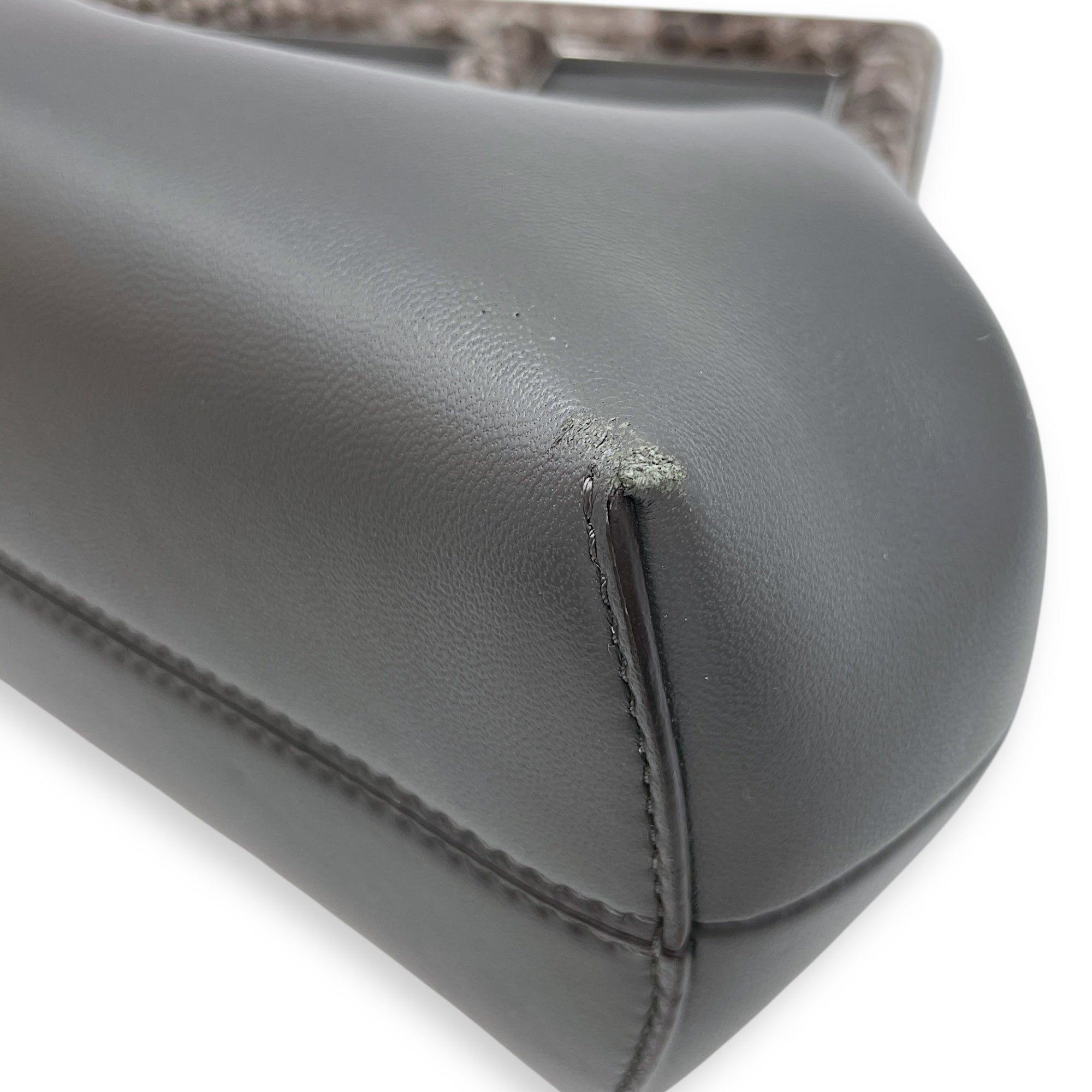 First Grey Shoulder Bag in Python Embossed Calfskin Silver hardware CL2506-13097 10