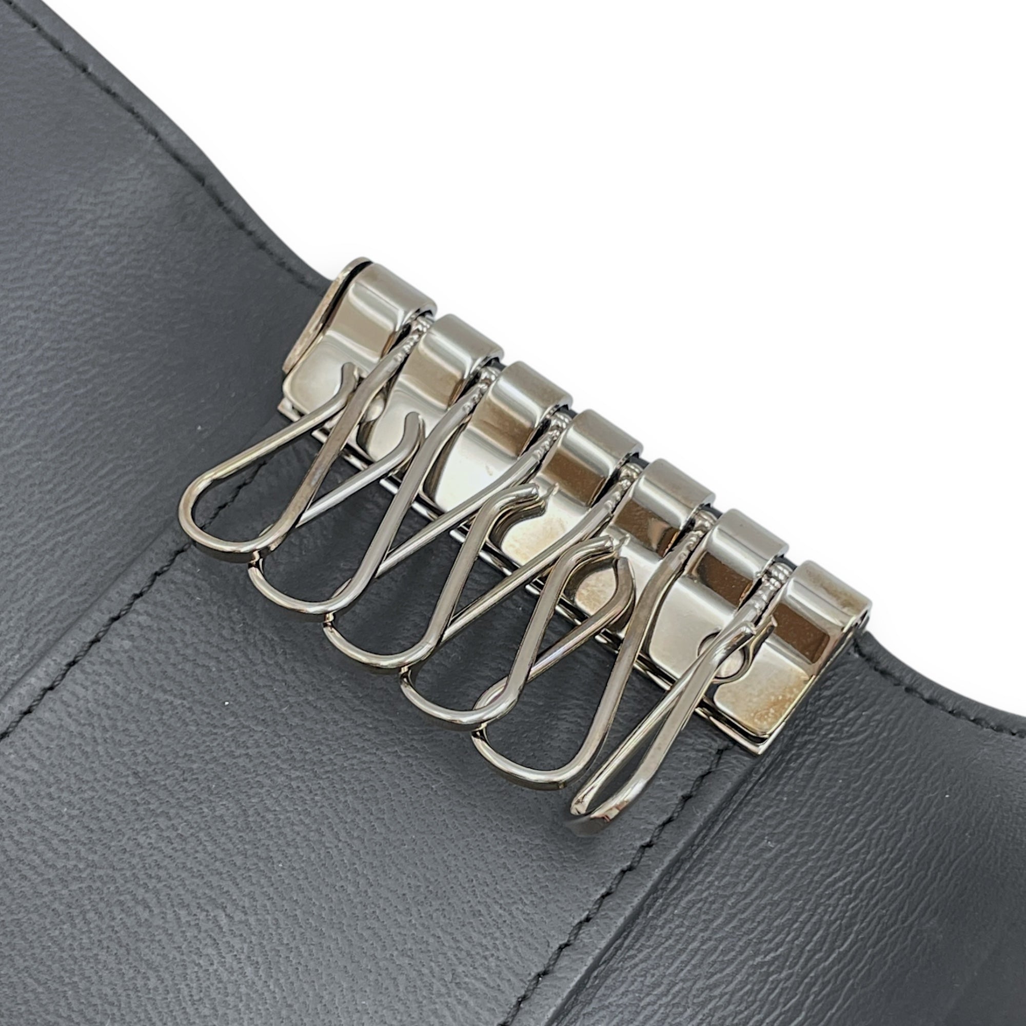 Le Boy Grey Key Pouch in Lambskin, Ruthenium hardware