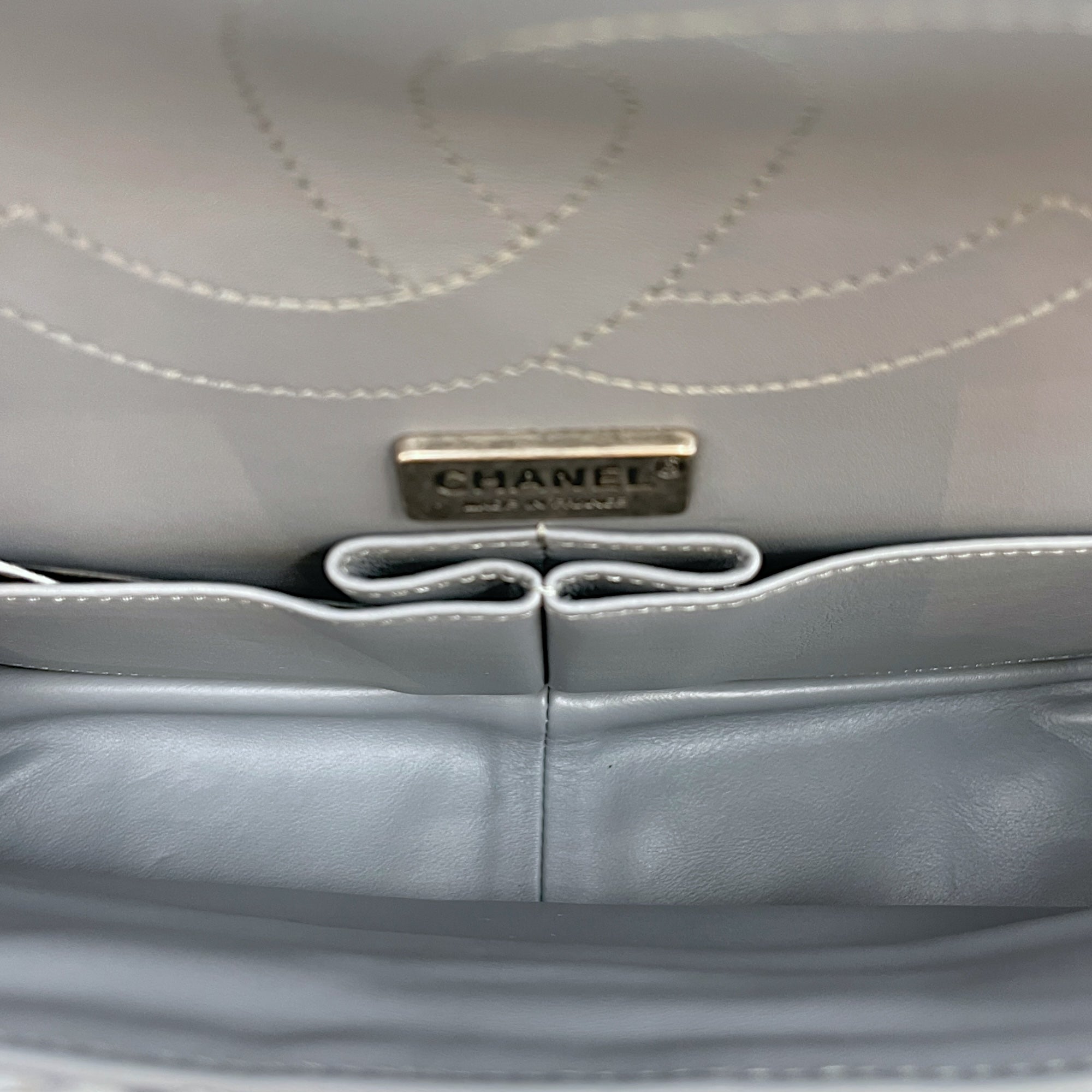 Python 2.55 Reissue Flap Grey Crossbody Bag in Python Embossed Calfskin, Ruthenium hardware
