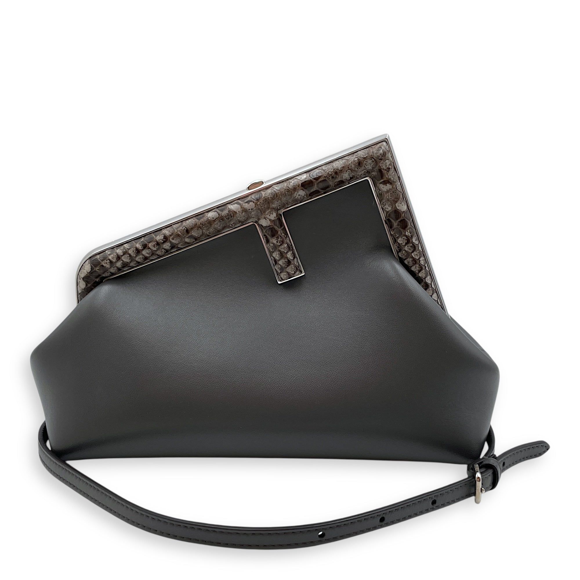 First Grey Shoulder Bag in Python Embossed Calfskin Silver hardware CL2506-13097 11