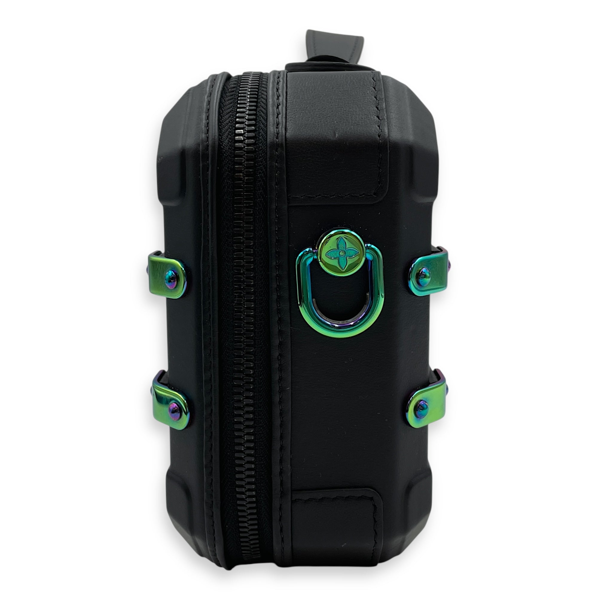 Limited Edition Future Trunk Black Crossbody Bag in Calfskin, Resin/Rainbow hardware