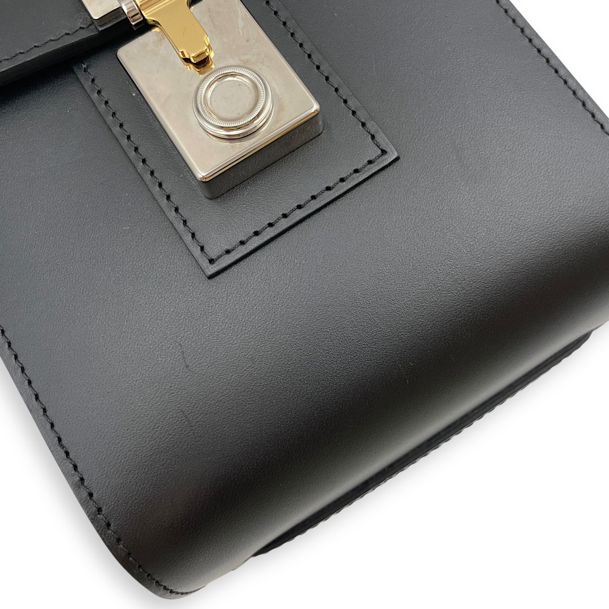 Cabotine Sling Black Crossbody Bag in Calfskin, Silver hardware