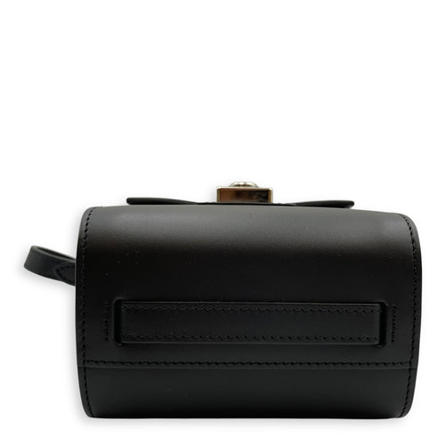 Cabotine Sling Black Crossbody Bag in Calfskin, Silver hardware