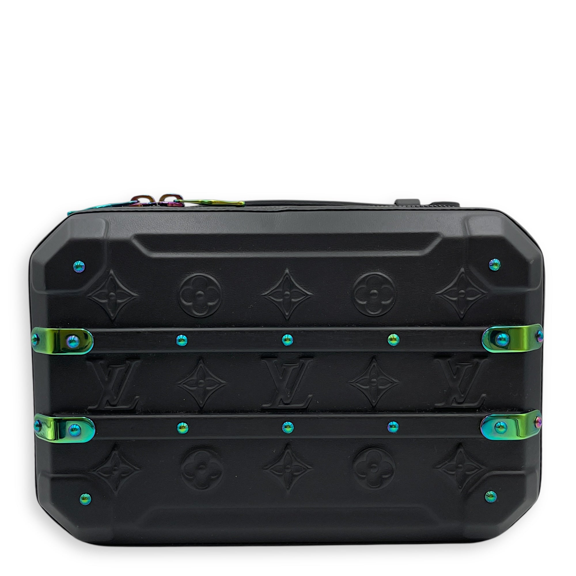 Limited Edition Future Trunk Black Crossbody Bag in Calfskin, Resin/Rainbow hardware