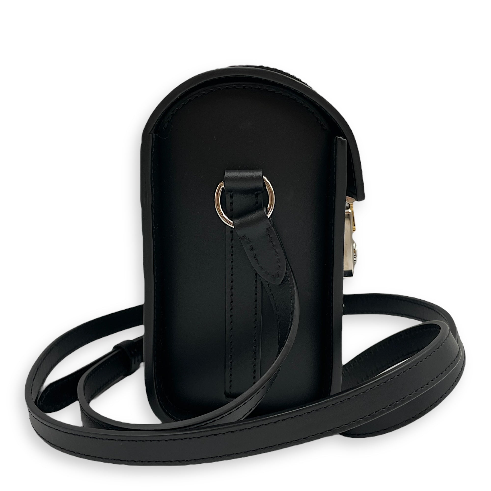 Cabotine Sling Black Crossbody Bag in Calfskin, Silver hardware
