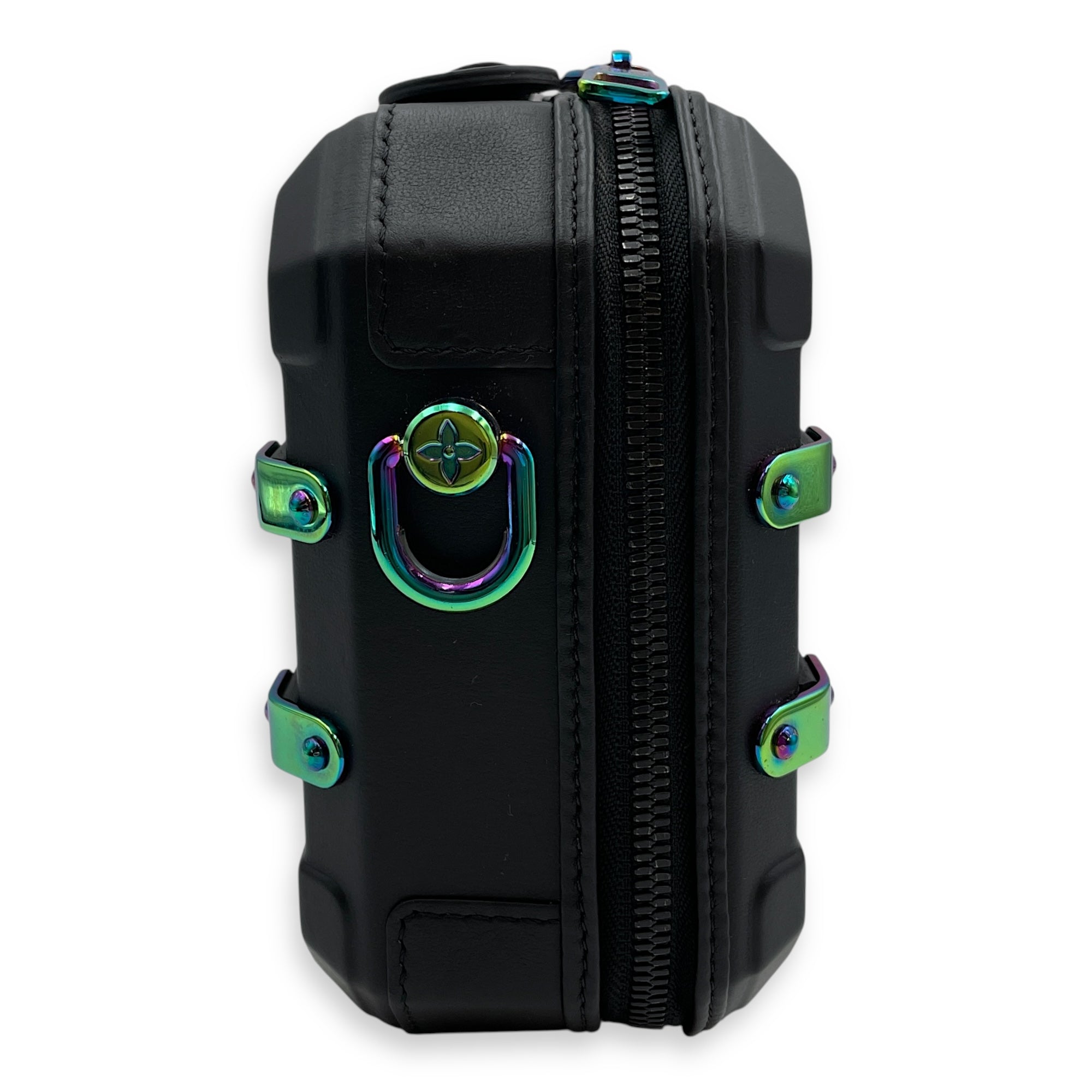 Limited Edition Future Trunk Black Crossbody Bag in Calfskin, Resin/Rainbow hardware