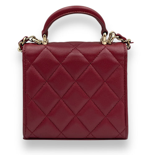 Quilted Vanity Case with Mirror Mini Red Crossbody Bag in Lambskin, Gold hardware