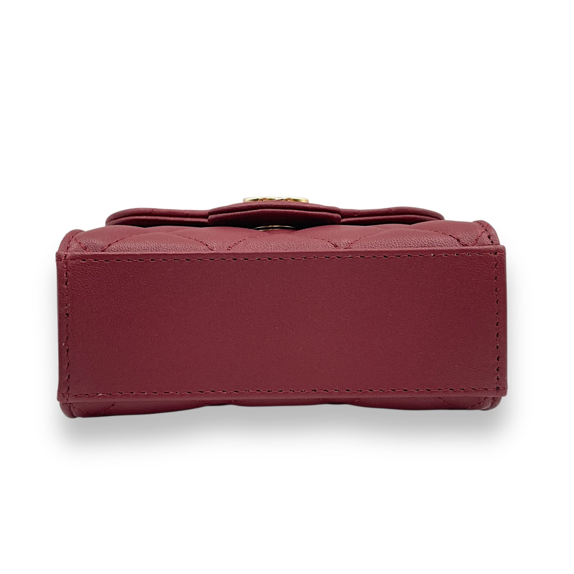Quilted Vanity Case with Mirror Mini Red Crossbody Bag in Lambskin, Gold hardware