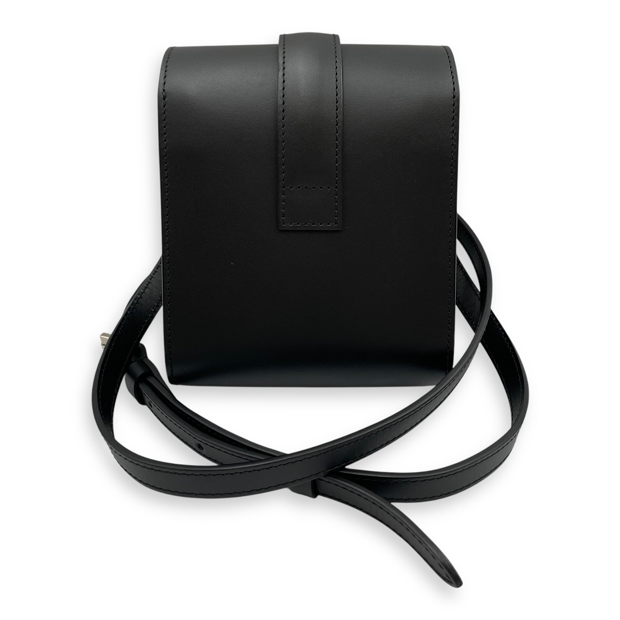 Cabotine Sling Black Crossbody Bag in Calfskin, Silver hardware