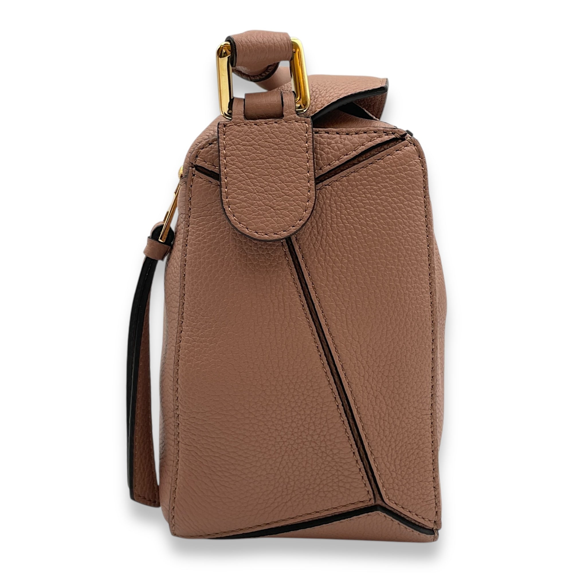 Puzzle Medium Mauve Crossbody Bag in Calfskin, Gold hardware