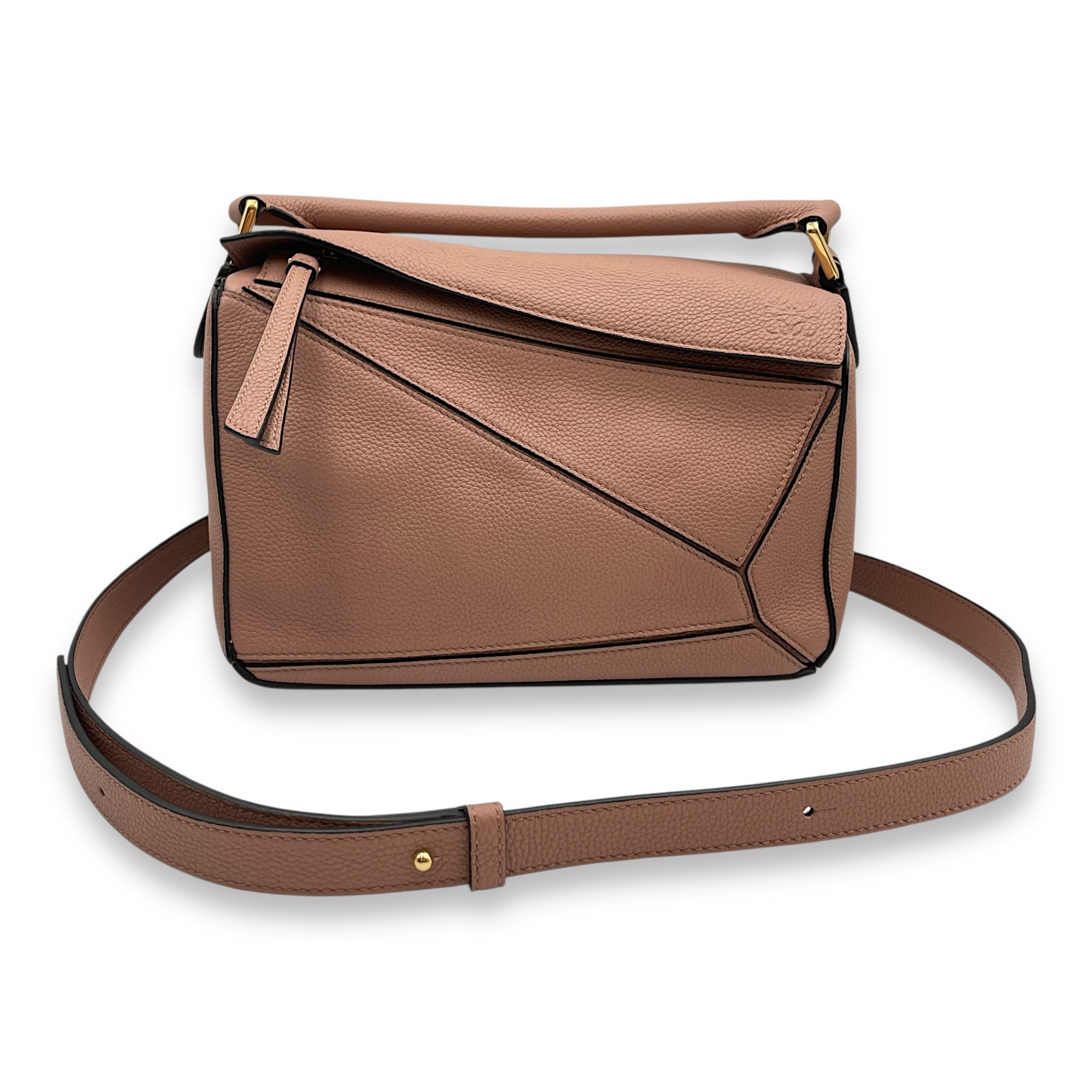 Puzzle Medium Mauve Crossbody Bag in Calfskin, Gold hardware