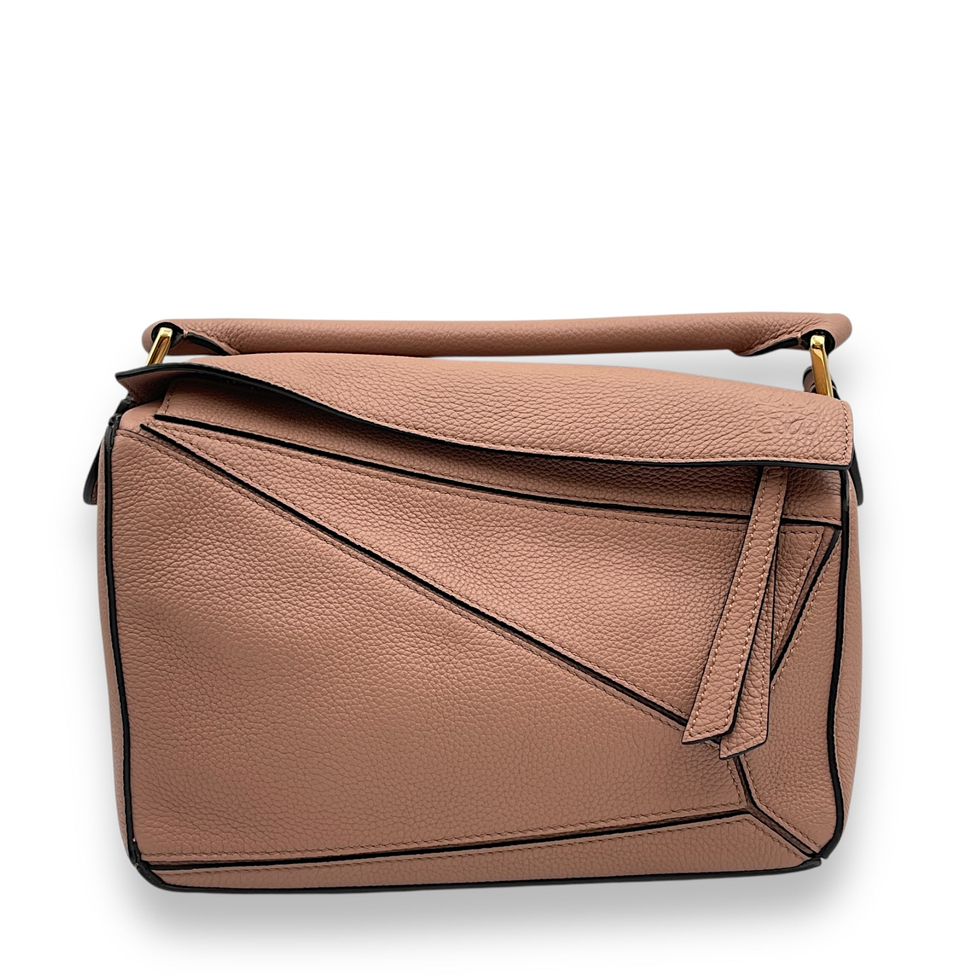 Puzzle Medium Mauve Crossbody Bag in Calfskin, Gold hardware