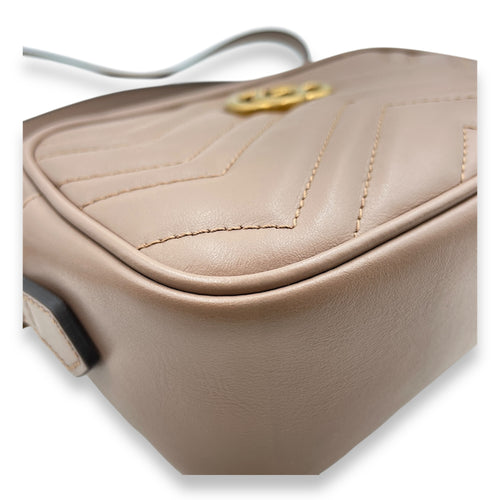 GG Marmont Mauve Crossbody Bag in Calfskin, Gold hardware