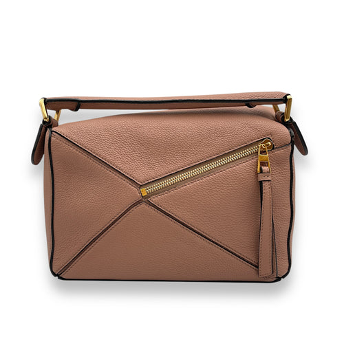 Puzzle Medium Mauve Crossbody Bag in Calfskin, Gold hardware