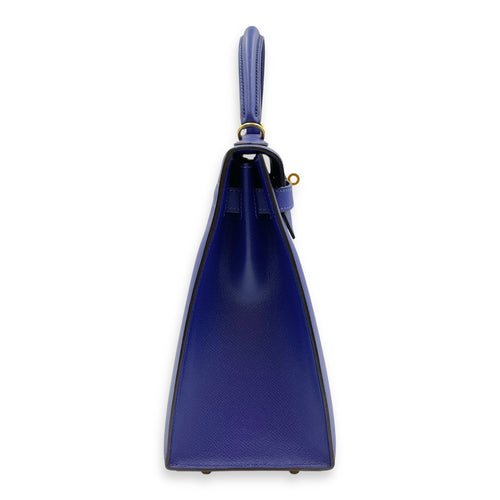 Sellier Kelly 32 Blue Electric in Epsom, Gold hardware