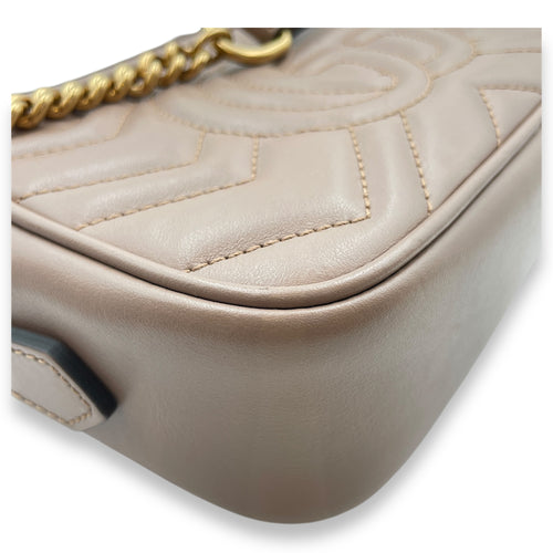 GG Marmont Mauve Crossbody Bag in Calfskin, Gold hardware