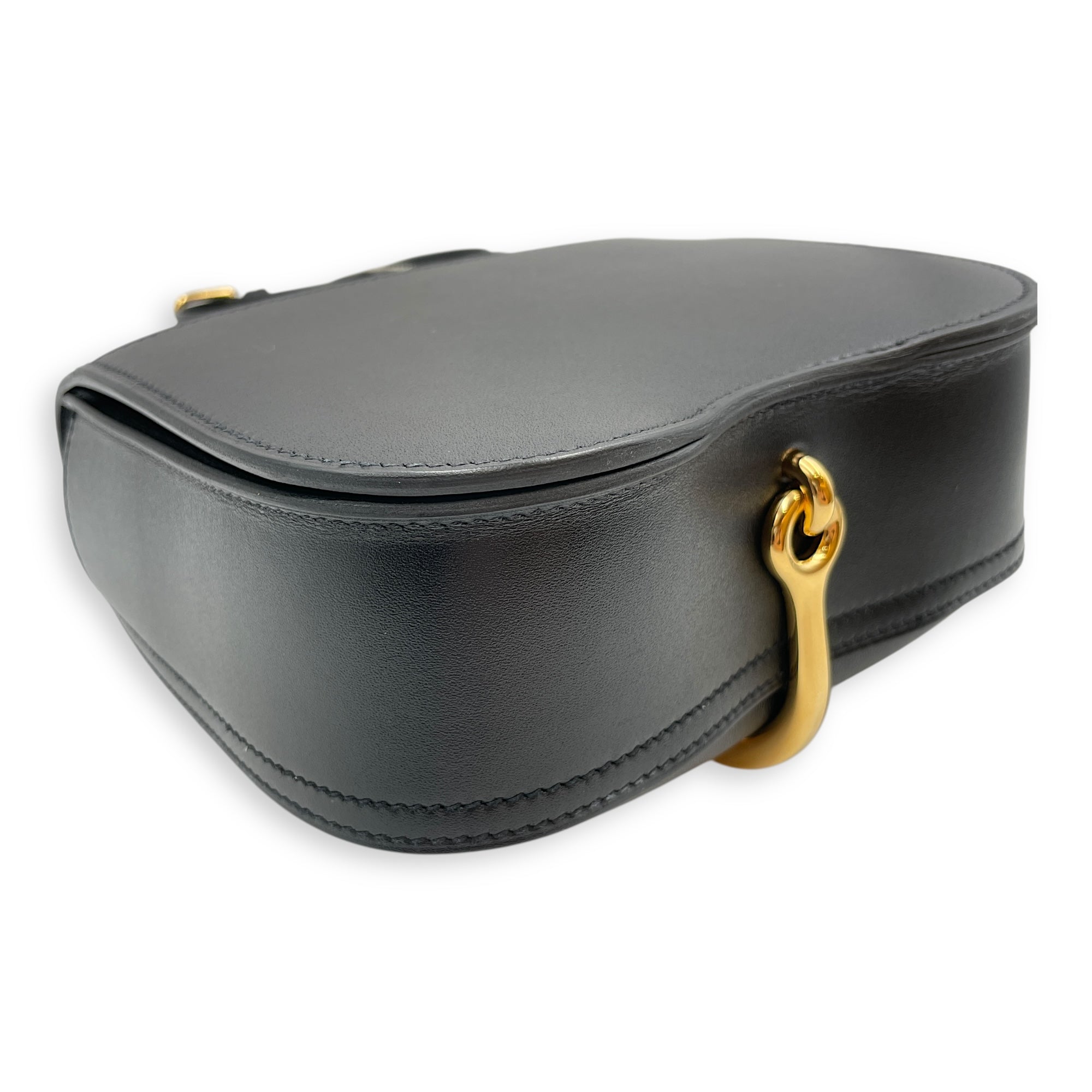 Della Cavalleria Mini Black in Tadelakt, Gold hardware