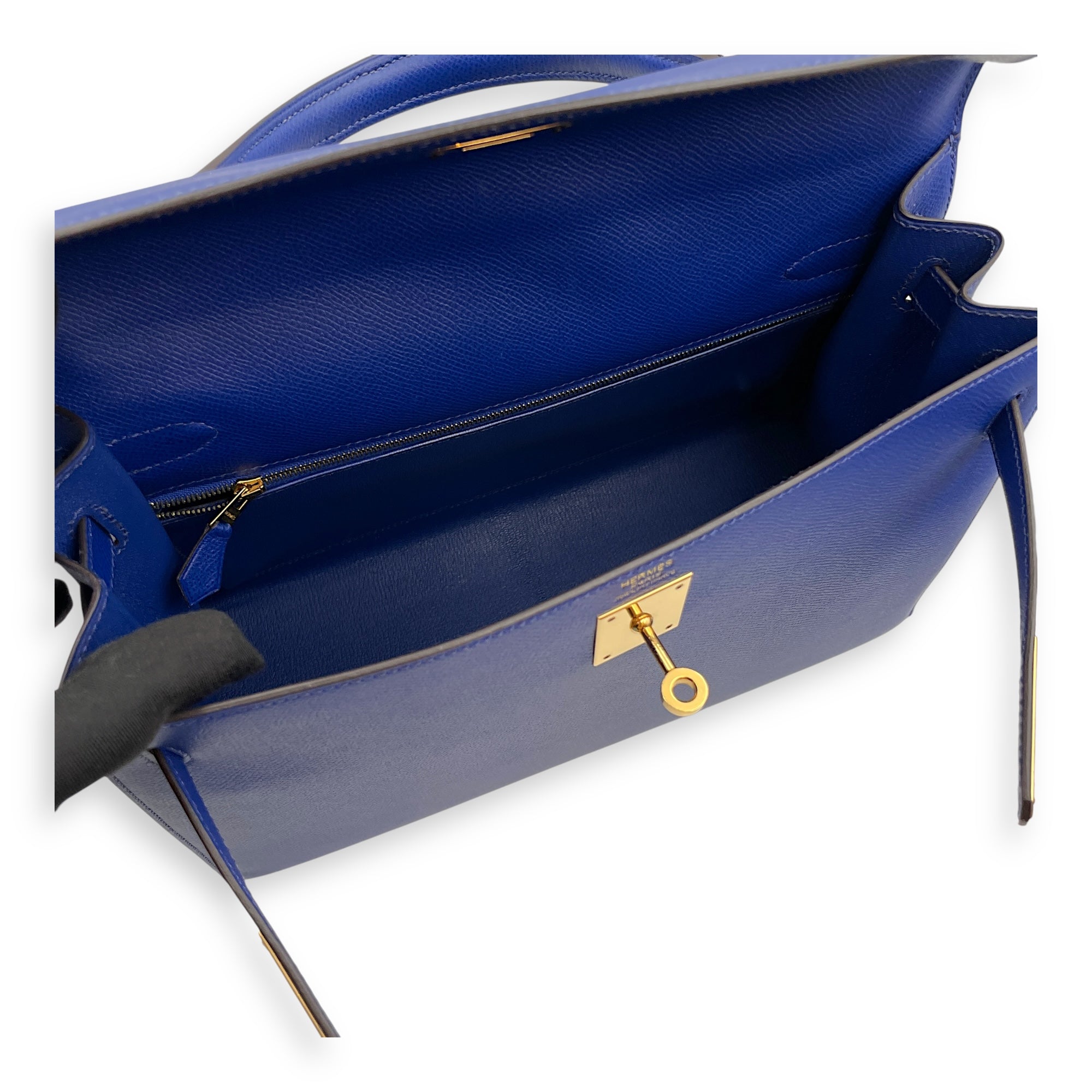 Sellier Kelly 32 Blue Electric in Epsom, Gold hardware