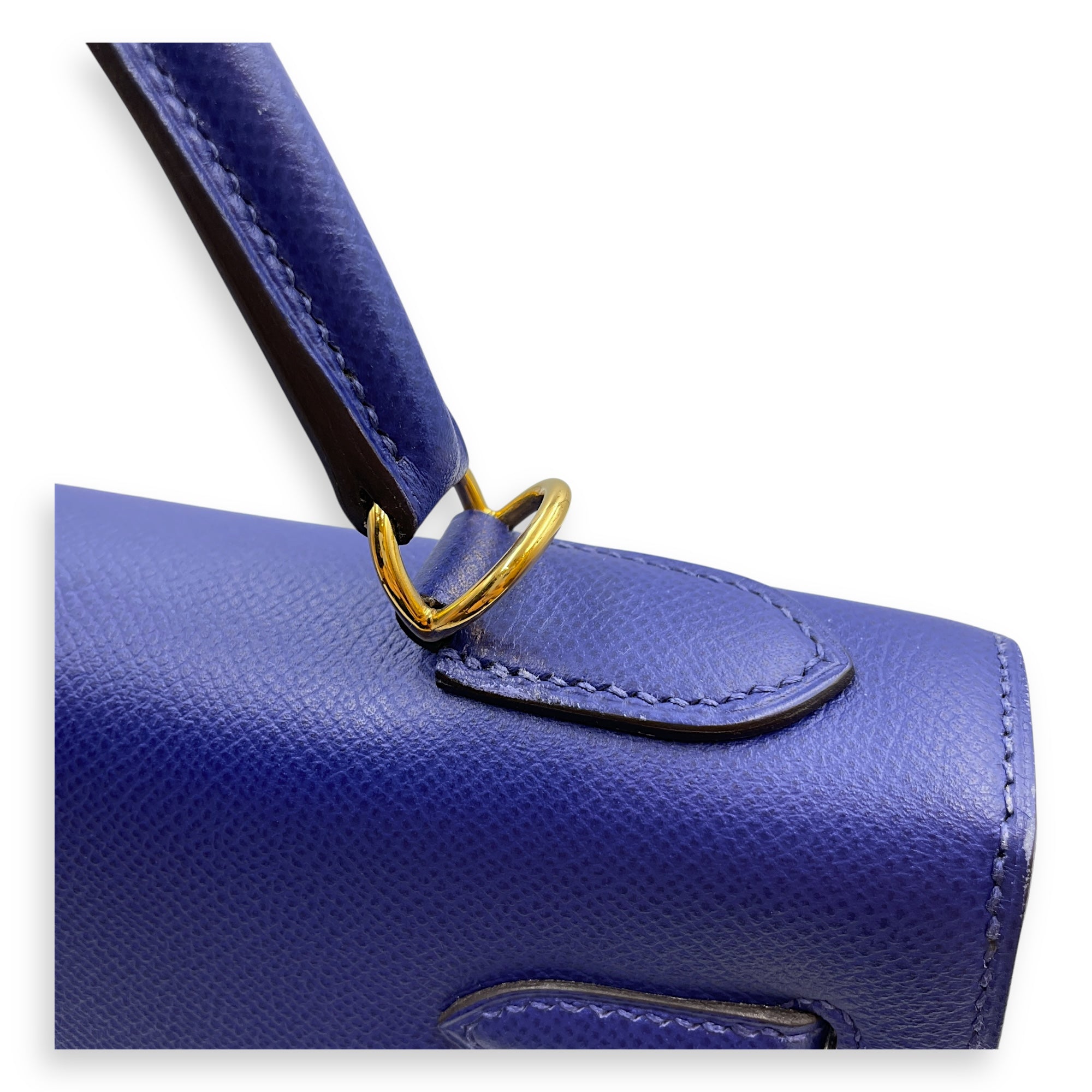Sellier Kelly 32 Blue Electric in Epsom, Gold hardware