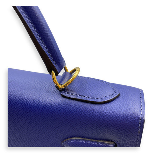 Sellier Kelly 32 Blue Electric in Epsom, Gold hardware