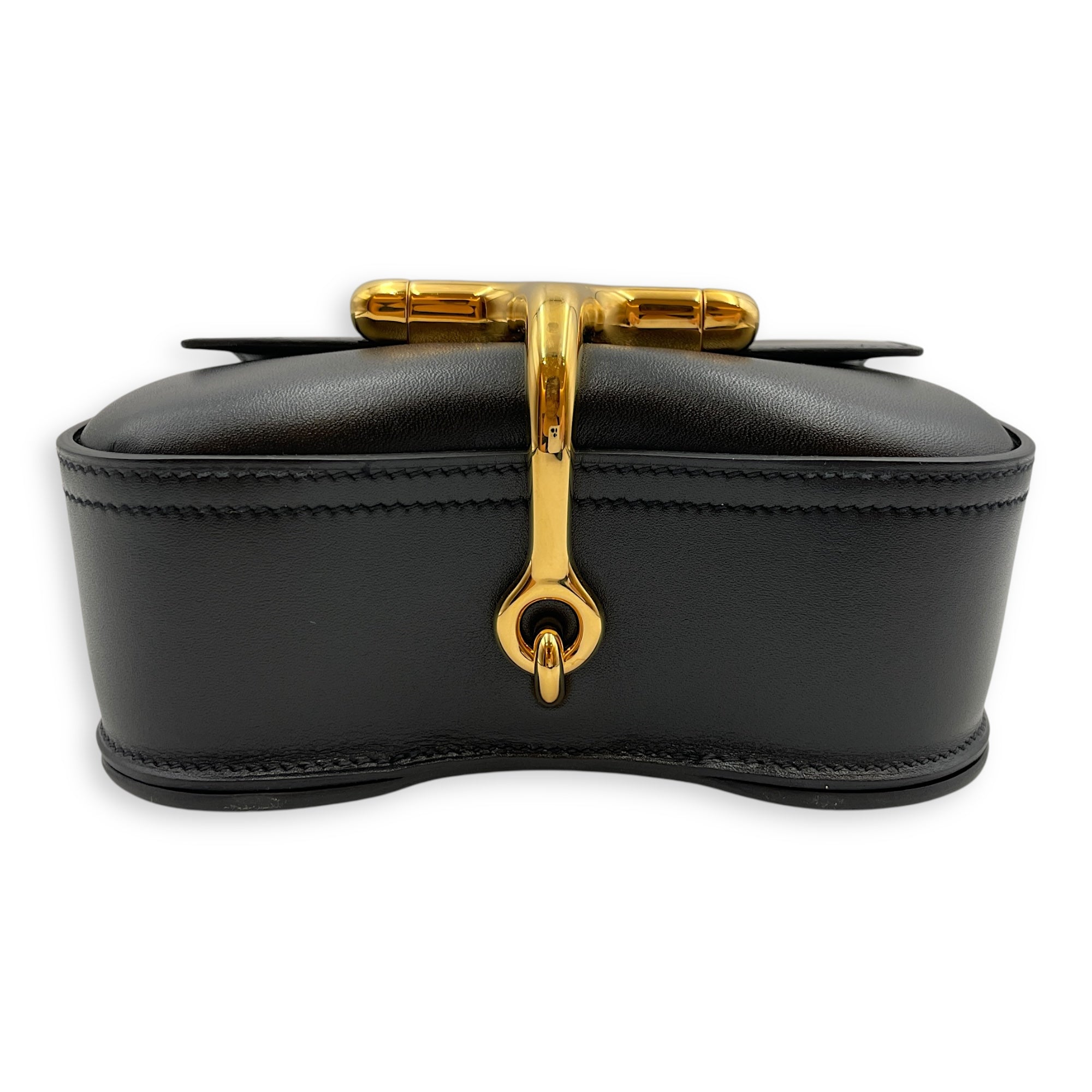 Della Cavalleria Mini Black in Tadelakt, Gold hardware