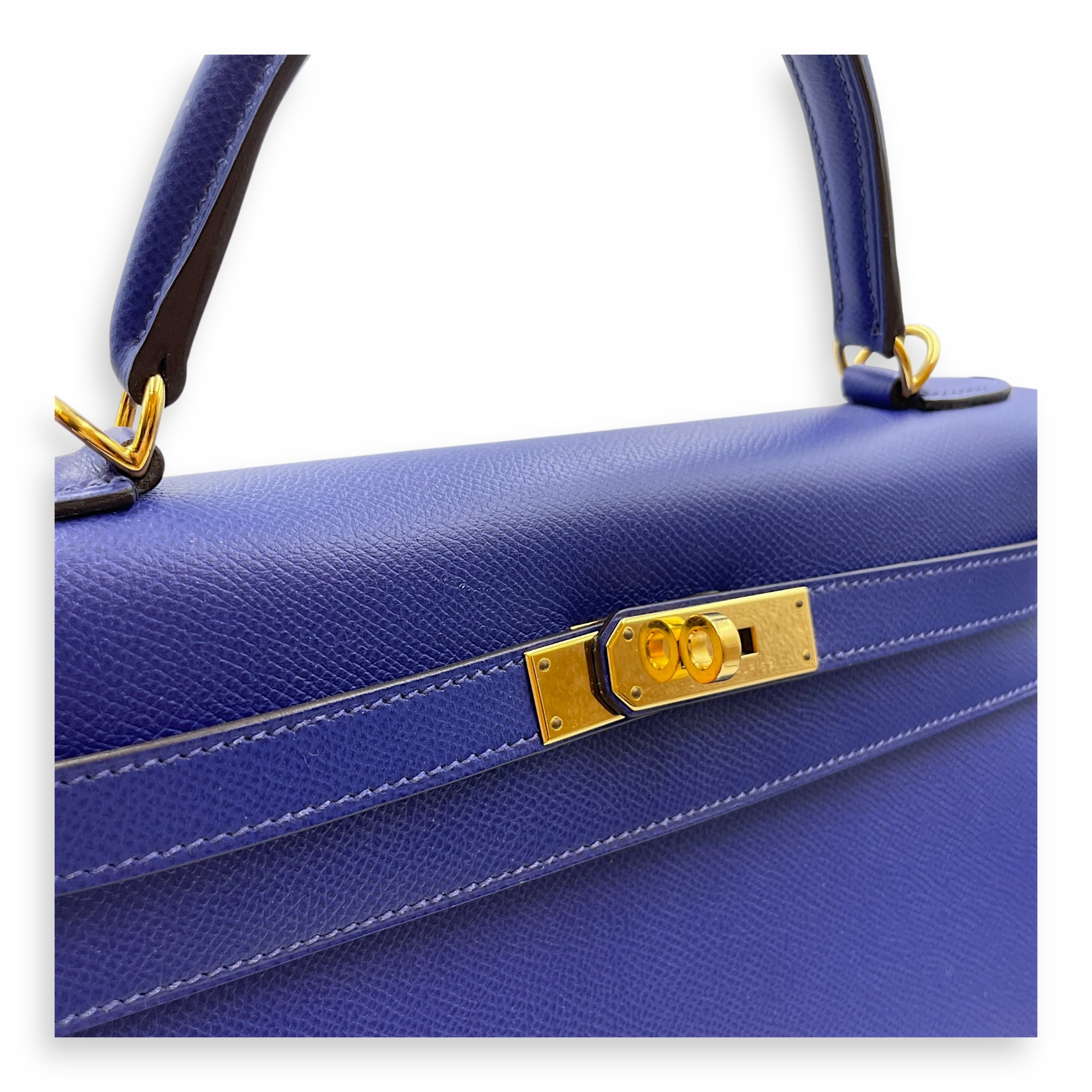 Sellier Kelly 32 Blue Electric in Epsom, Gold hardware