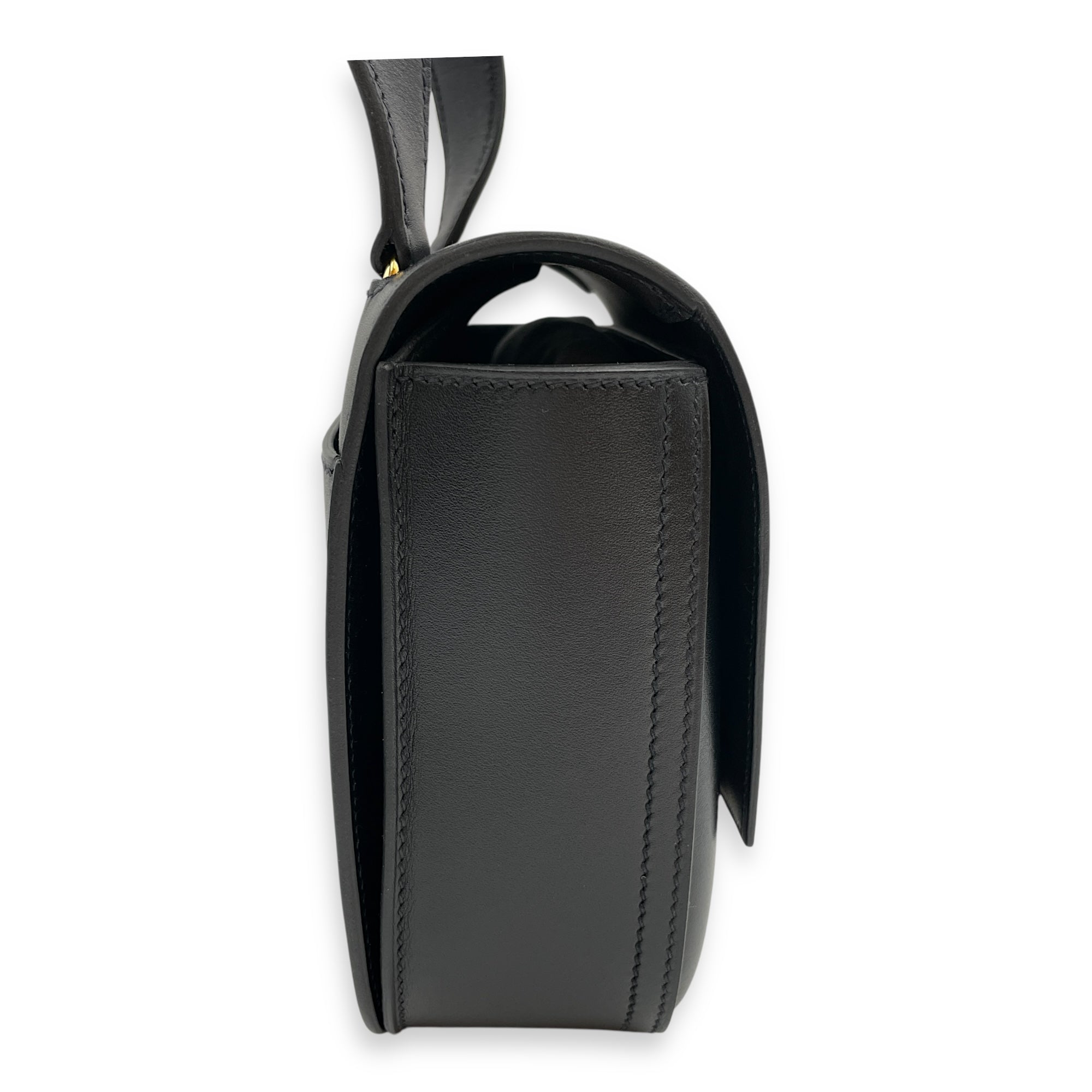 Della Cavalleria Mini Black in Tadelakt, Gold hardware