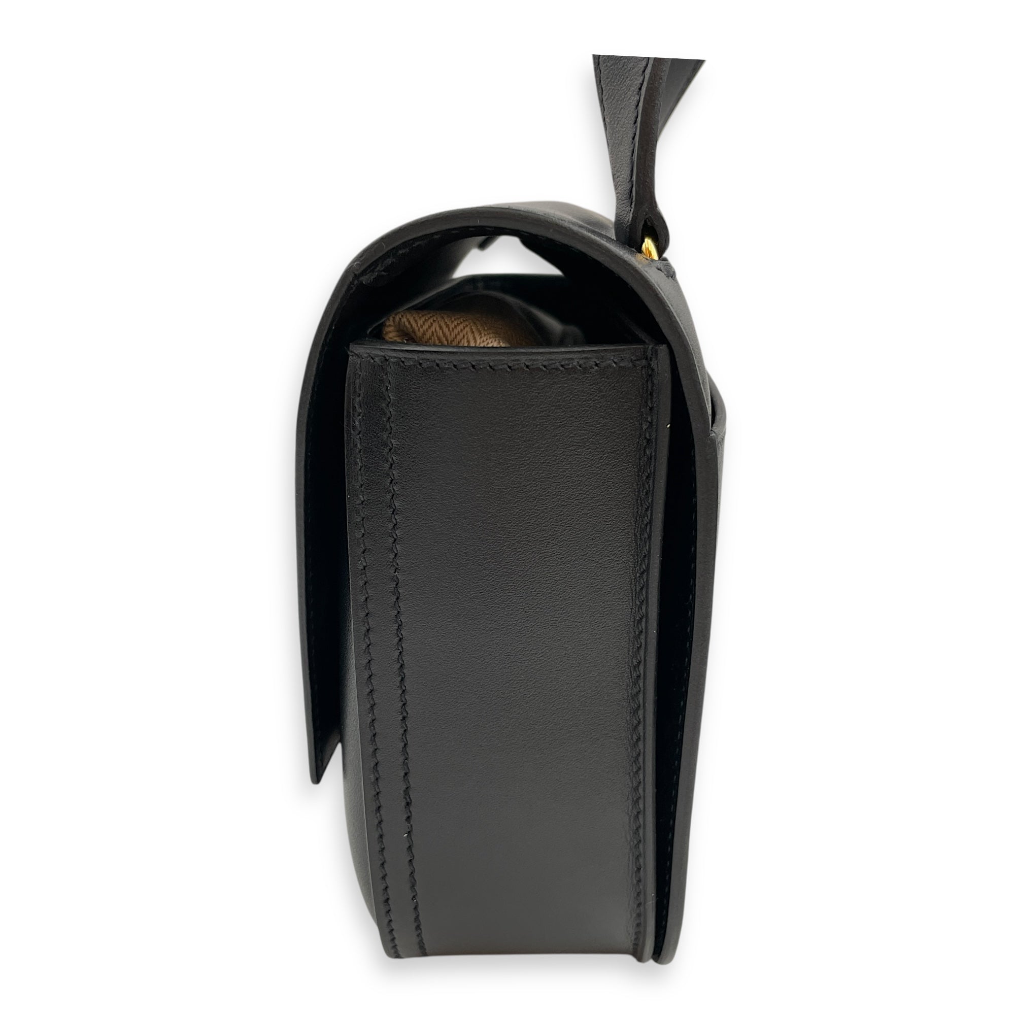 Della Cavalleria Mini Black in Tadelakt, Gold hardware