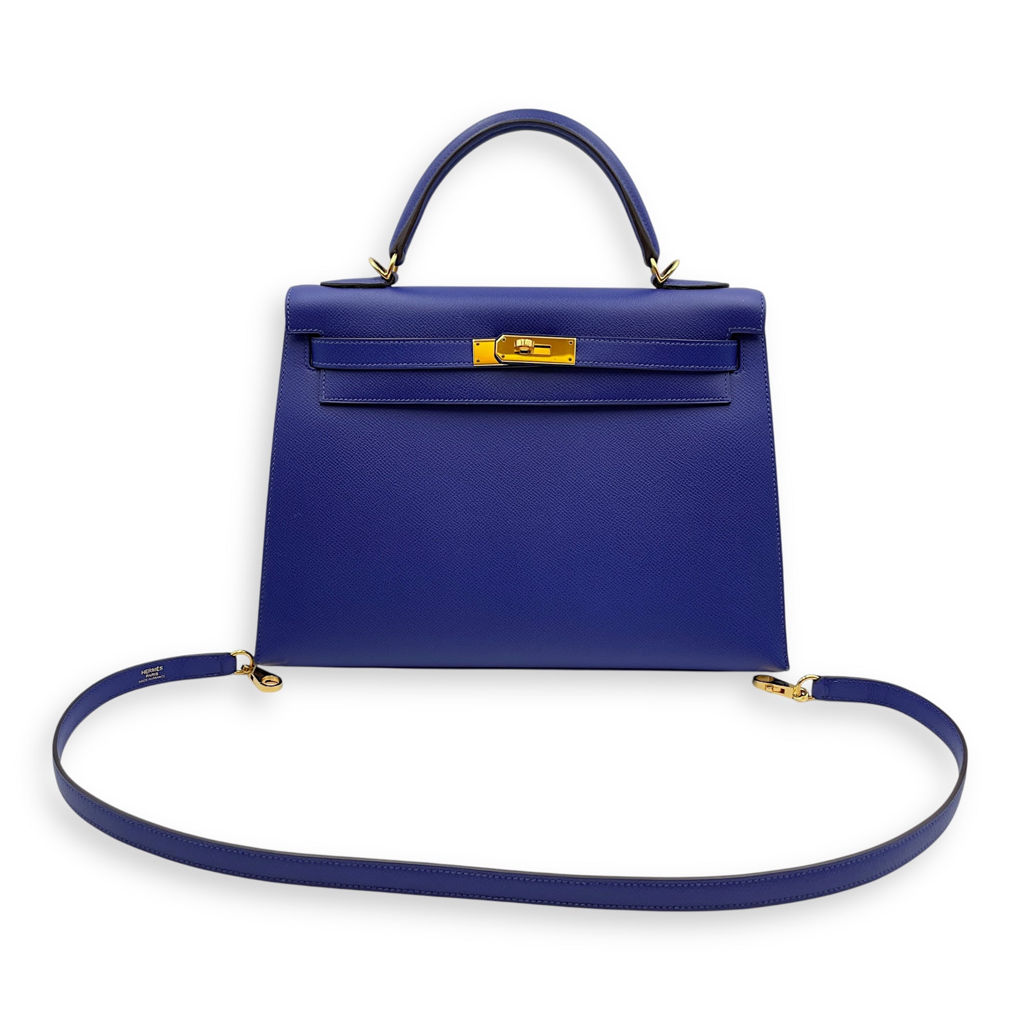 Sellier Kelly 32 Blue Electric in Epsom, Gold hardware