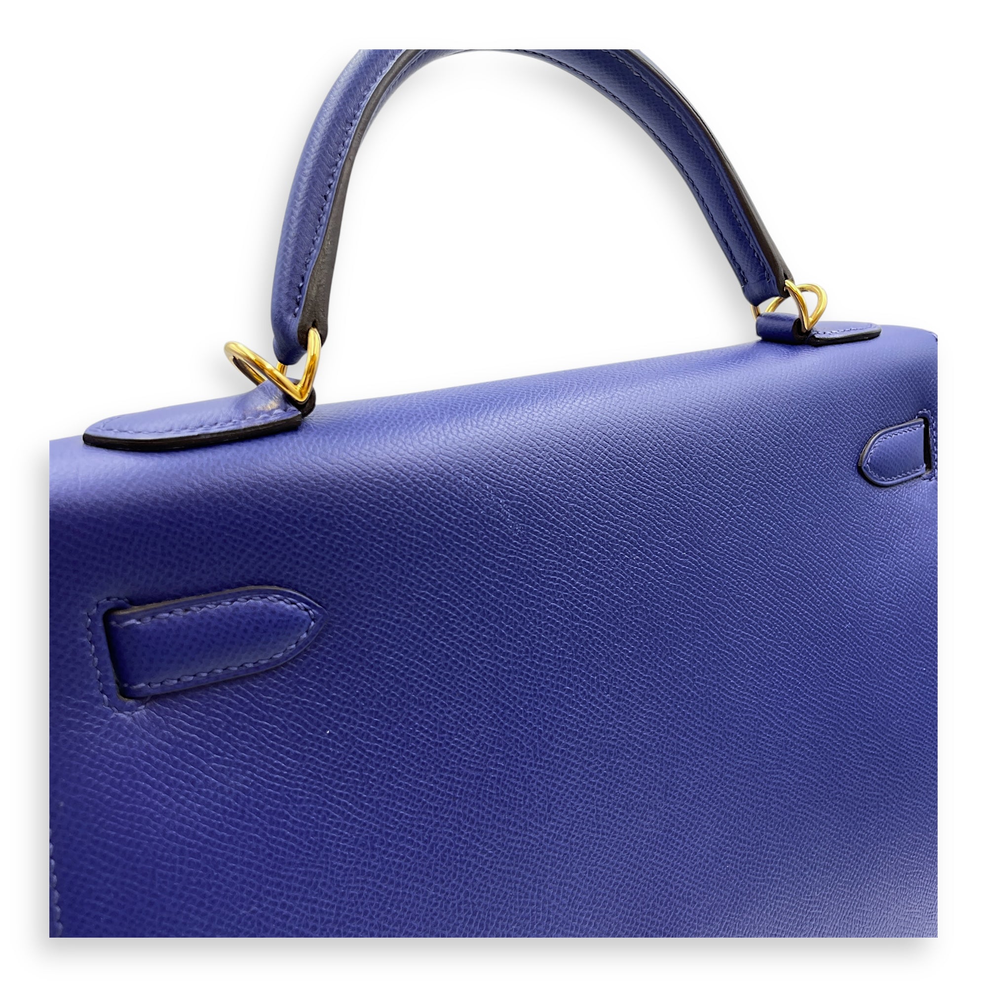 Sellier Kelly 32 Blue Electric in Epsom, Gold hardware