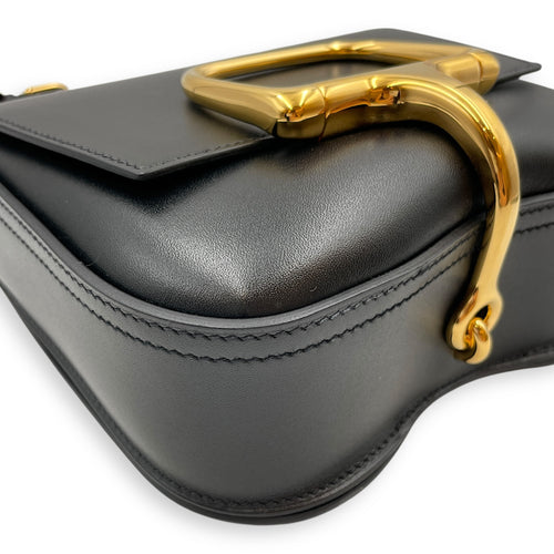 Della Cavalleria Mini Black in Tadelakt, Gold hardware