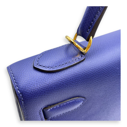 Sellier Kelly 32 Blue Electric in Epsom, Gold hardware
